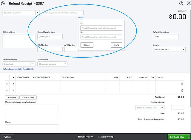 Copy and Blind Copy QuickBooks Online Transactions